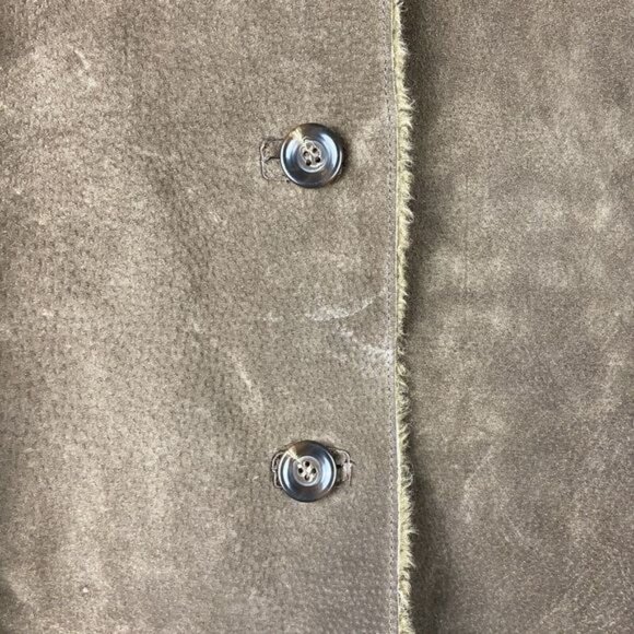 Suede Leather Coat Faux Fur Trim New York & Company Womens Size M Winter Jacket - Picture 8 of 16